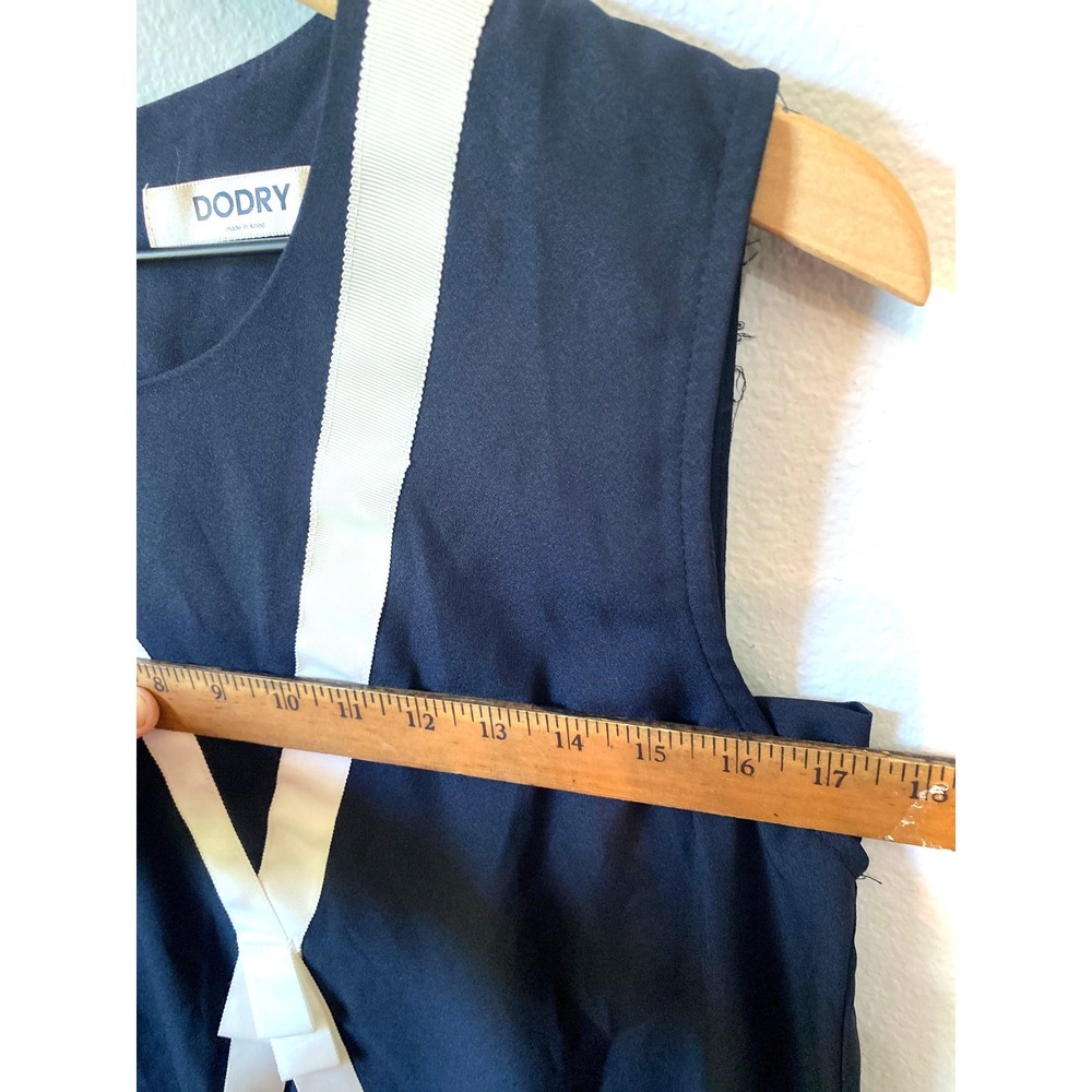Dodry Preppy Shift Dress Womens Black White Ribbon Bow Detail Sleeveless Small - Picture 6 of 7